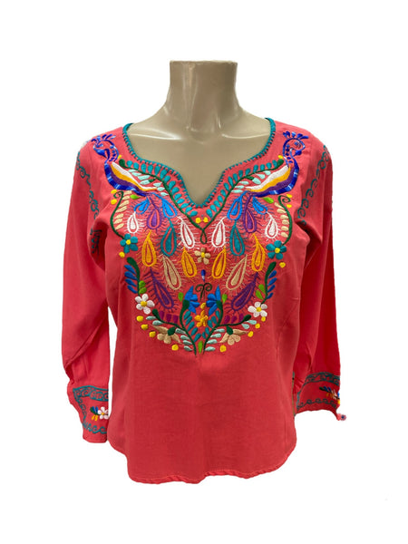 Peacock Blouse Coral