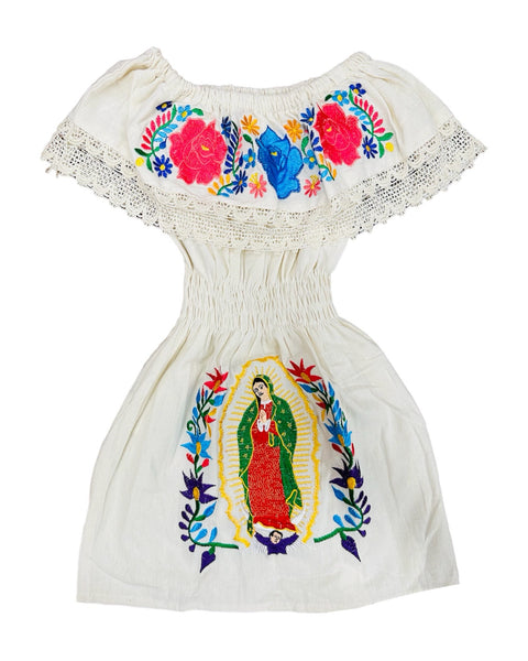 Virgencita Girls Dress Cream