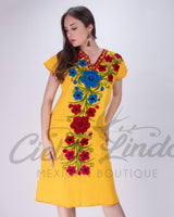 Zina Floral Yellow Midi Dress