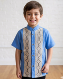 Boys Guayabera Maya Sky Blue - Cielito Lindo