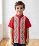 Boys Guayabera Maya Red - Cielito Lindo