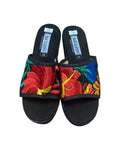 Black Wedged Embroidered Sandals