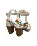 Arumi Leather Floral Embroidered Heels White
