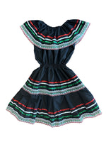 Black Tricolor Mexican Girls Dress