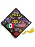 Embroidered Graduation Cap Class 2026 Mexican and USA Flags