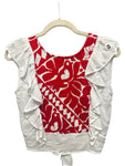 Jalapa Embroidered Crop Top White and Red