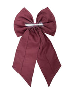 Maroon White Embroidered Hair Bow