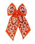 Orange White Embroidered Hair Bow