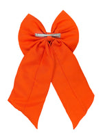 Orange White Embroidered Hair Bow