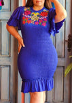 Antonia Mexican Stretchable Royal Blue Dress