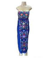 Sara Mexican Strapless Dress Royal Blue