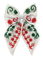 Tricolor Floral Embroidered bow