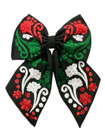 Tricolor Floral Embroidered bow