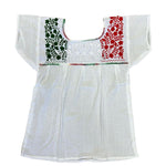 Mexican Tehuacan Embroidered Blouse White/Tricolor - Cielito Lindo