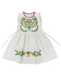 Mexican Girl Otomi Cream Dress