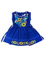 Mexican Girl Sunflowers Royal Blue Dress