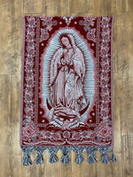 Mexican Our Lady of Guadalupe Baroque Shawl Scarf Red
