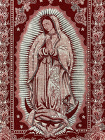 Mexican Our Lady of Guadalupe Baroque Shawl Scarf Red