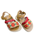 Mexican Girl Red Flower Leather Sandals