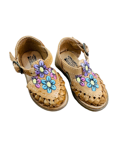 Mexican Girl Flower Leather Sandals
