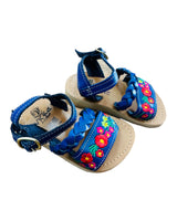 Mexican Girl Royal Blue Flower Leather Sandals