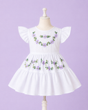 Mexican White Dress with Cute Floral Embroidery for Toddlers
