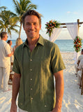 Men’s Olive Green Linen Guayabera Tabasco