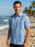 Men’s Light Blue Linen Guayabera Grecas
