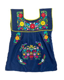 Flora Embroidered Sleeveless Blouse Navy