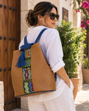 Leather Backpack with Huichol Beading