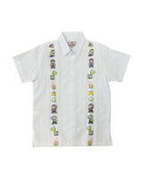 Mario Bros White Linen Guayabera