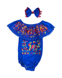 Otomi Embroidered Royal Blue Onesie