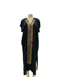 Mexican Huipil Kaftan Dress Black