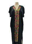 Mexican Huipil Kaftan Dress Black