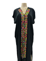 Mexican Huipil Kaftan Dress Black