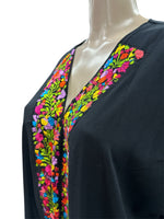 Mexican Huipil Kaftan Dress Black