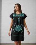 Puebla Black and Teal Mini Dress