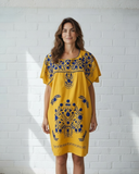 Puebla Yellow and Blue Mini Dress
