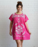Puebla Hot Pink and White Mini Dress - Cielito Lindo
