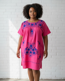 Puebla Hot Pink and Blue Knee Dress