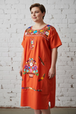 Puebla Orange Midi Dress