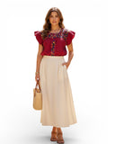 San Antonino Ruffled Blouse Red