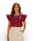 San Antonino Ruffled Blouse Red