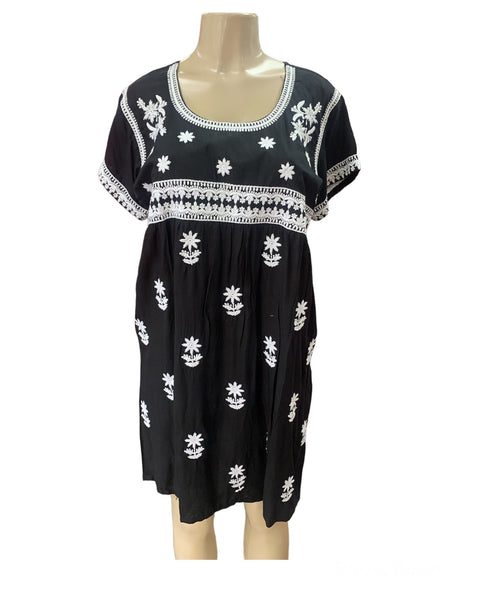 India Embroidered Dress Black