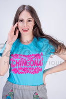 Embroidered Chingona T-Shirt Blue