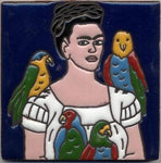 Decorative Tile Frida Khalo with Birds