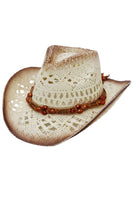 Beaded Crochet Crushable Straw Cowboy Hat