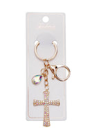 Cross Pendant Bling Rhinestone Metal Key Chain