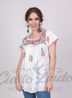 Blouses Small / White San Antonino Fino Embroidered Top