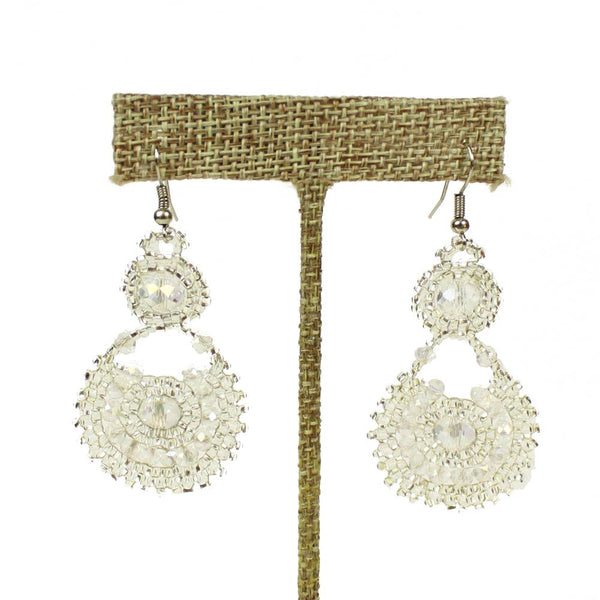 Canasta Crystal and Beads Earrings in Bohemian Style